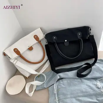 

Fashion Canvas Crossbody Bag Women Large Capacity Folding Shoulder Handbag