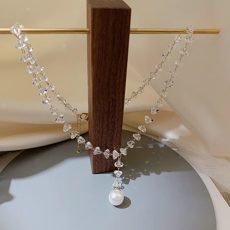 Ensemble Bijoux Fantaisie Perles Simulées - Collier & Boucles D'oreilles - Pour Mariage, Soirée, Cadeau