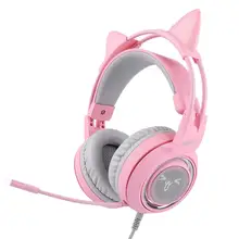 Розовая игровая гарнитура для девочек 7,1, объемный звук G951, кошачье ухо, стерео, шумоподавление, головка телефона, вибрация, светодиодный USB гарнитуры для SOMIC Розовая игровая гарнитура для девочек 7,1, объемный звук G951, кошачье ухо, стерео, шумоподавление, головка телефона, вибрация, светодиодный USB гарнитуры для SOMIC