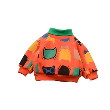 Новинка года; зимний свитер с высоким воротником и рисунком для мальчиков и девочек; бархатная Повседневная теплая одежда; свитер с длинными рукавами