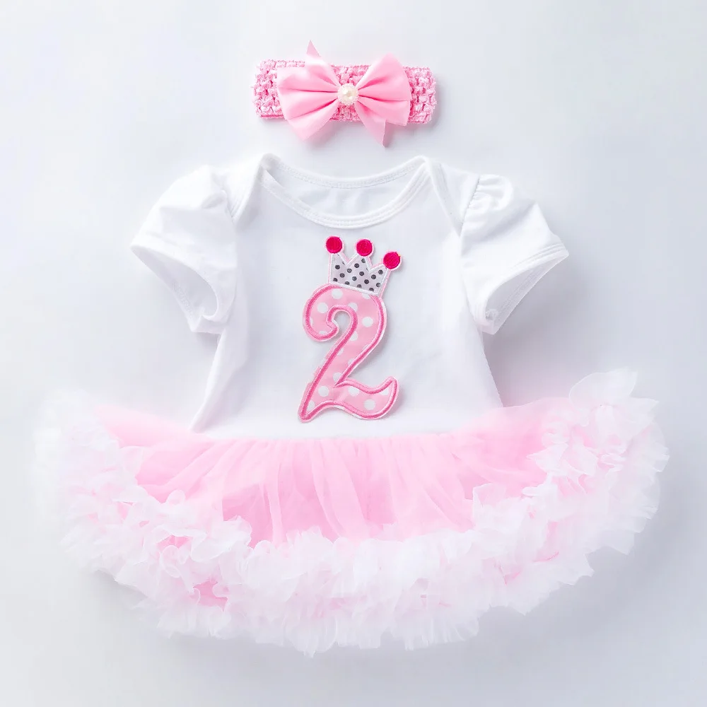 8Infant Girl Rompers Dress Baby Girls Birthday Clothes Sets Outfits 2pcs Newborn Cotton Tutu Jumpsuit Party Clothes