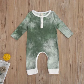 

Autumn Newborn Unisex Rompers Infant Baby Girl Boy Outfit Cotton Romper Ribbed Tie Dyeing Jumpsuit Long Sleeve Casual Clothes