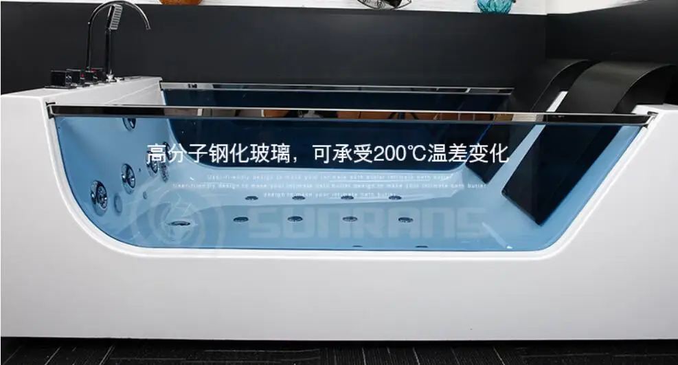 1800mm Bathroom Whirlpool Bathtub LED Colored Lights Indoor Spa Double People Surf Massage Tub 1812 2