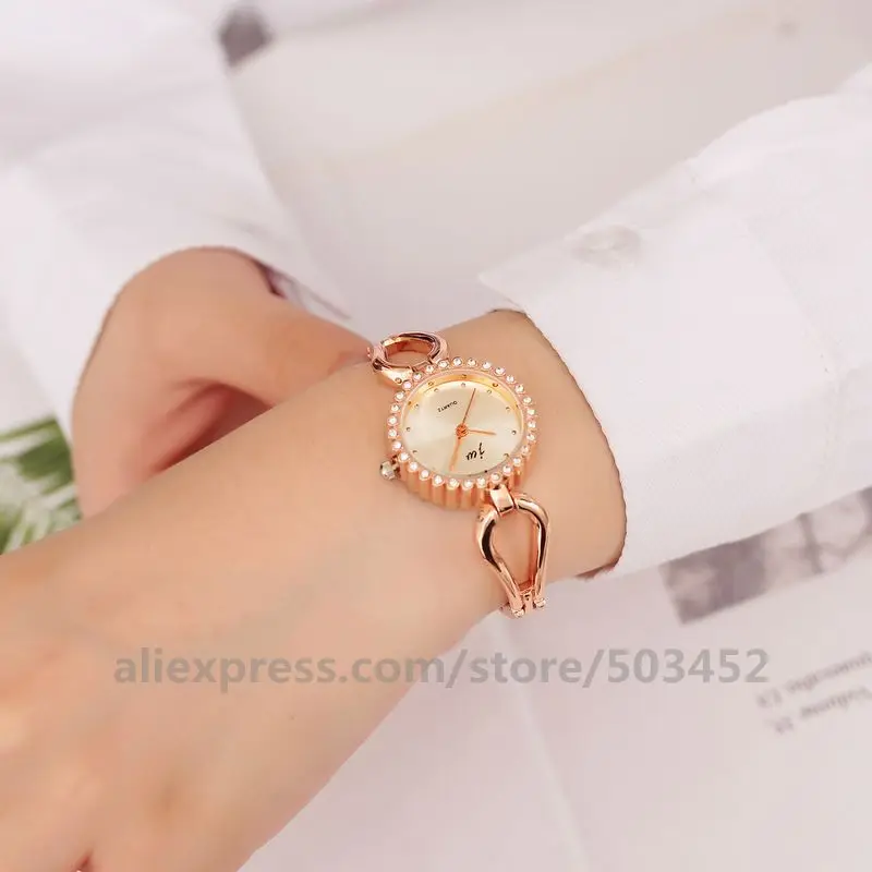 100pcs/lot 6223 Diamond New Arrive Ladies Watches Popular Simple Bracelet Watch Ladies Quartz Wrist Watch Sweet Clock