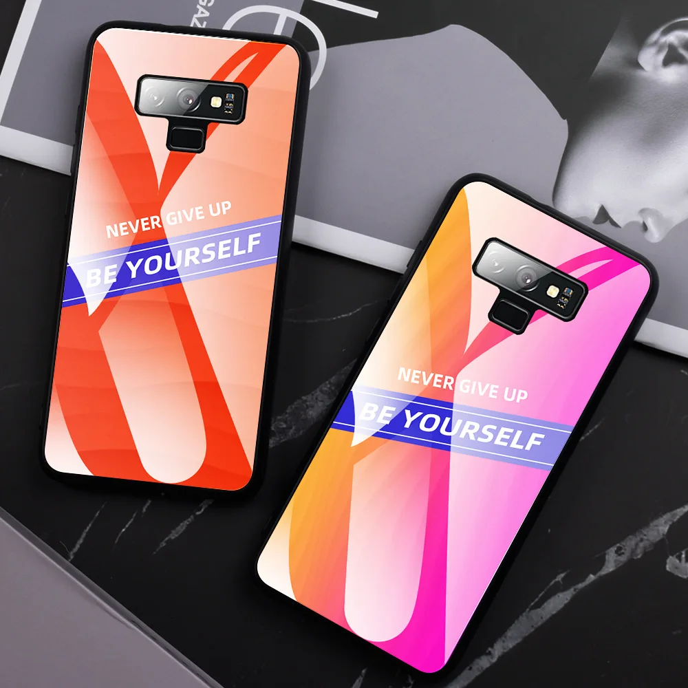 Для samsung Note 10 Note 10 Pro Note 8 Note 9 S10 S10 Plus A10 A30S A50S A80 A90 никогда не оставляйте слов Вдохновленный стеклянный Капа