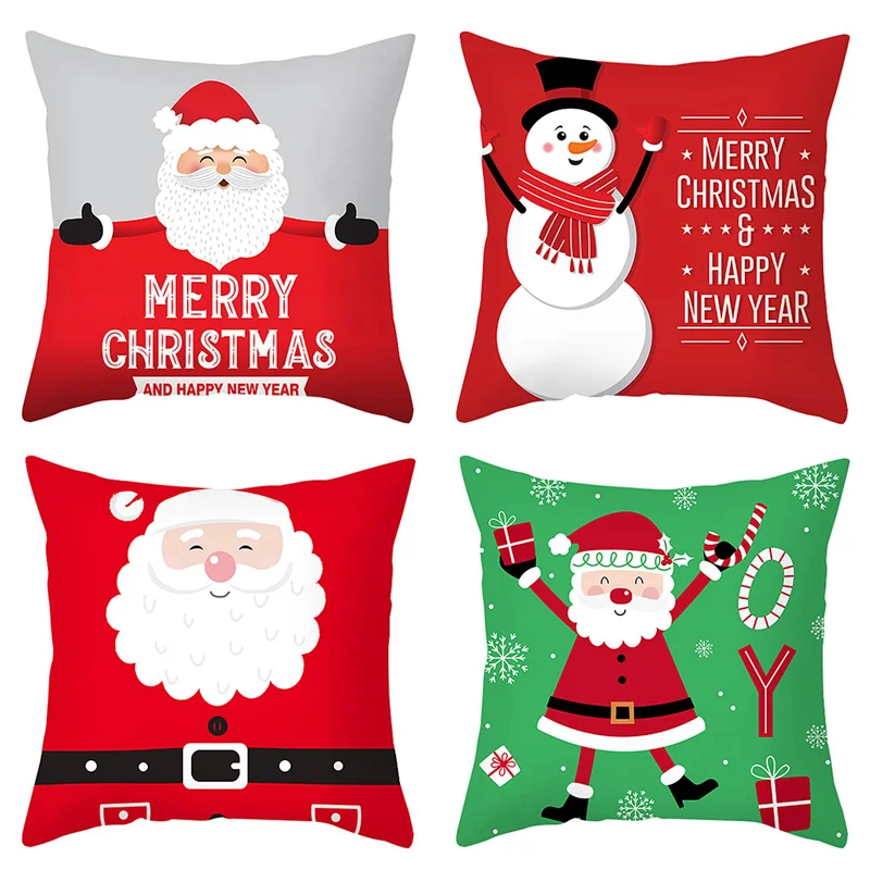 Merry Christma Decorations For Home Reindeer Santa Claus Tree Cushion Cover Christmas Ornament Xmas Gift Noel New Year