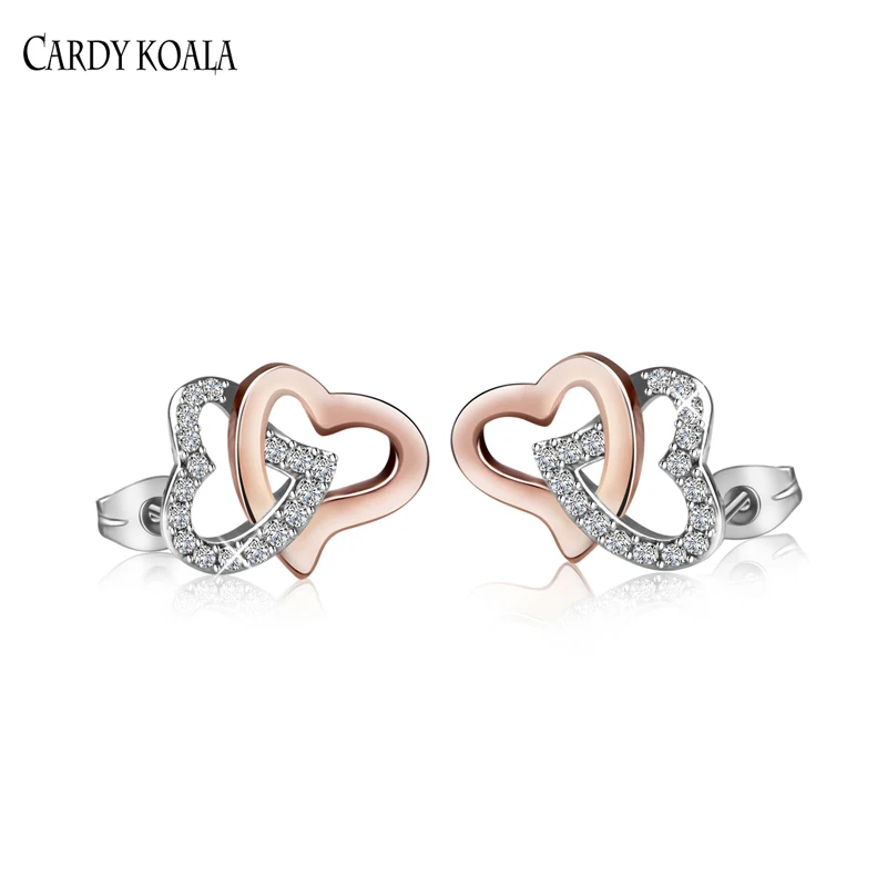 Carty Koala модные серьги из Нержавеющей Стали Розовые золотистые серьги в виде сердечек