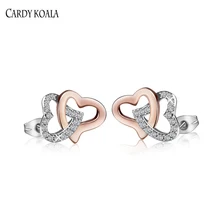 Carty Koala модные серьги из Нержавеющей Стали Розовые золотистые серьги в виде сердечек