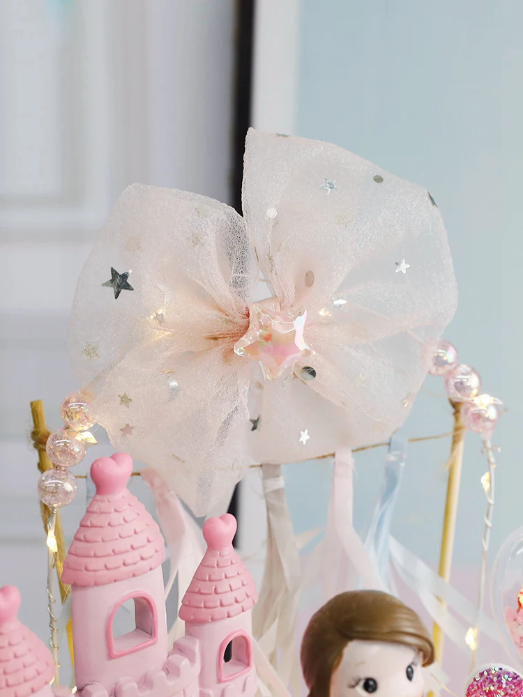 Boneca princesa rosa para assar bolo decoração, saia e coroa ornamento,  menina transporte, castelo, bolo de aniversário Topper, inserir sinal, Tina  - AliExpress