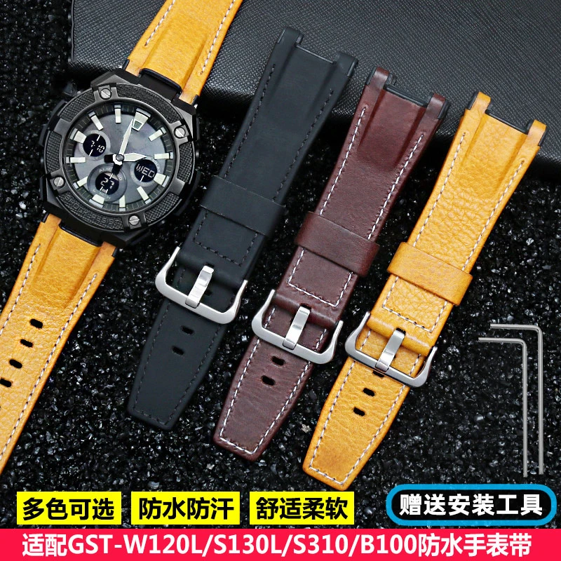 Watchbands Fit For CASIO GST W120L/S130L/S310/B100 Strap Watch Accessories  Genuine Leather Watch Bracelet Watch Band Watch Belt|Watchbands| -  AliExpress
