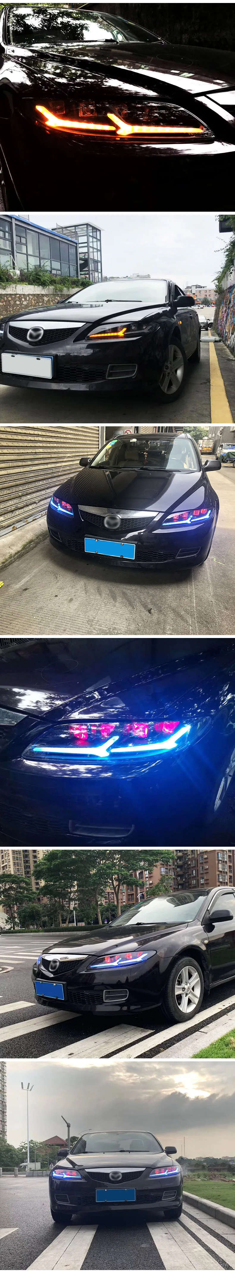 Car Styling for Mazda 6 Headlights 2003- Mazda6 LED Headlight Mustan Design DRL Bi Xenon Lens High Low Beam Parking