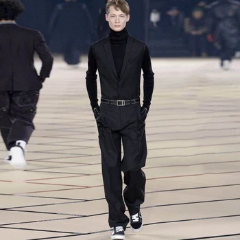 

New European and American jumpsuit suits jumpsuit straight loose loose sleeveless men's trousers pants suit large size overalls