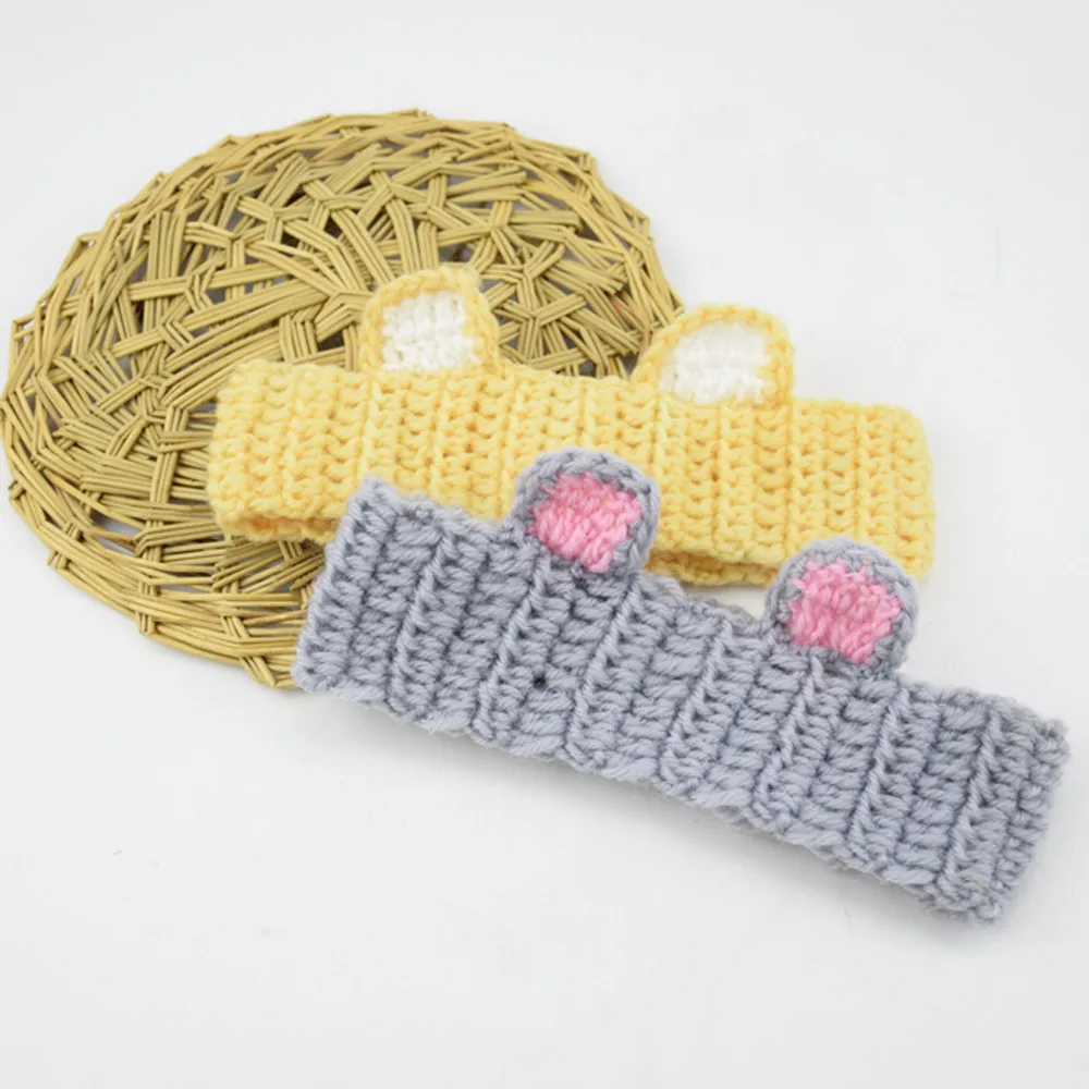 Cute Baby Headband kids rabbit ear knitted hairband woolen hair accessoriesToddler Headwear Hair Band Birthday Gift
