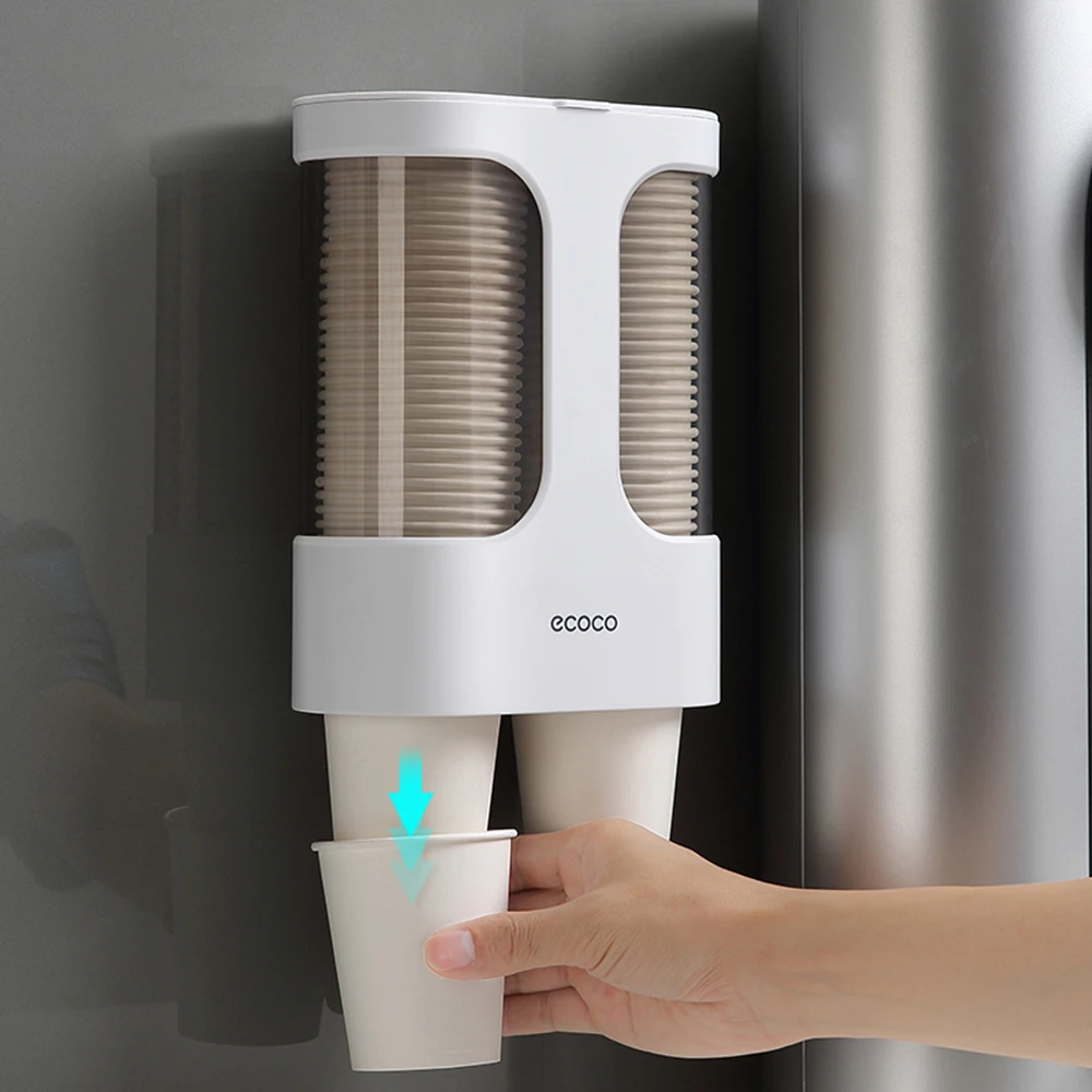 

ECOCO Paper Cup Dispenser Wall-mounted Water Cup Holder Organizer for Bathroom Kitchen Water Cooler Machine