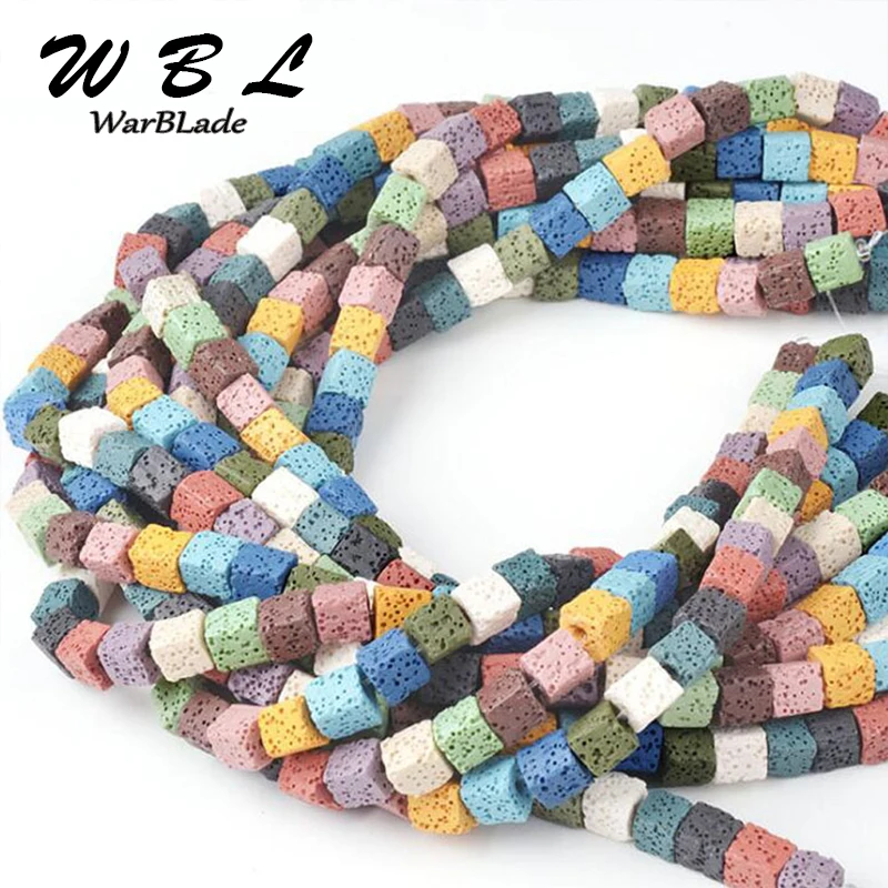 

8mm 10mm Natural Volcanic Rock Beads Square-shape multi color Lava Rock Stone Loose Beads DIY Necklace Bracelets Jewelry Making