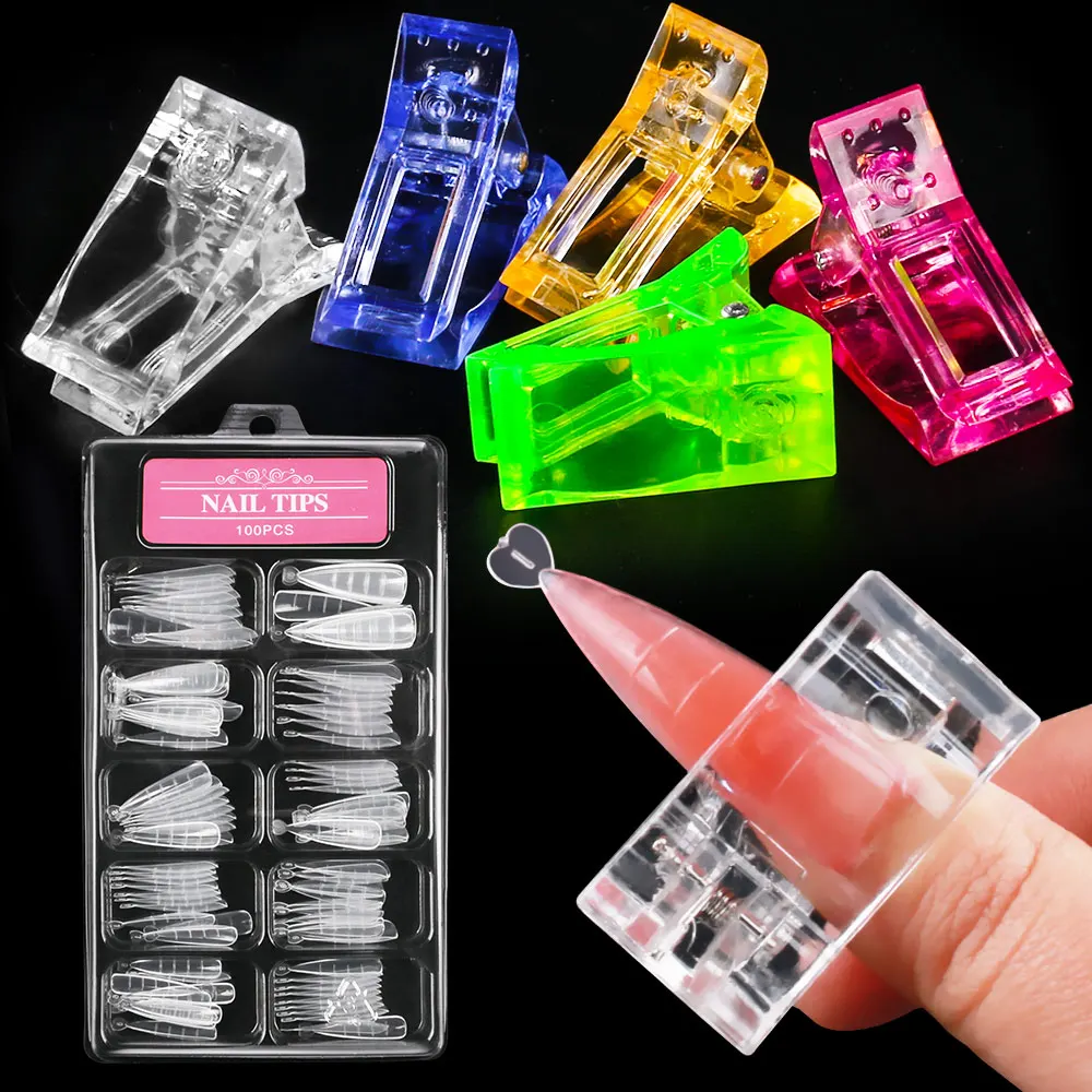 1 Set Bulid Nail Gels Tools 100 Pcs Poly Nail Gel Quick Building Mold