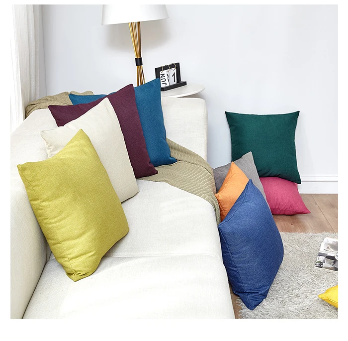 CANIRICA однотонная Наволочка на подушку размером 45*45 см Льняные декоративные подушки для Гостиная диван-подушка для сиденья украшения для
