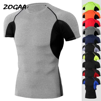 

ZOGAA Spring Autumn Men's Sports Stretch Quick-drying Short-sleeved Compression Tight Fitness Running Muscle T-Shirts