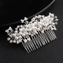 Свадебное украшение для волос заколки ручной работы слоновой кости белый жемчуг кристалл расчески свадебные аксессуары для волос FS141