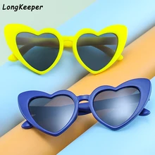 TR90 Дети поляризованные солнцезащитные очки для женщин и принтом в виде сердец; солнечные очки для мальчиков и девочек силиконовые UV400 ребенка зеркало детские очки Gafas