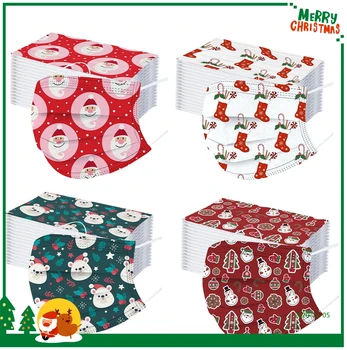 

Christmas Medical Face Mask Disposable Santa 3ply Earloops Adult Facemask High Quality Surgical Mask For Cosplay Mascarillas