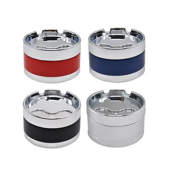 

Portable Stainless Steel Round Ashtray with Metal Ccover Tobacco Cigarette Ash Cleaning Storage Container Box Rotatable Ashtray