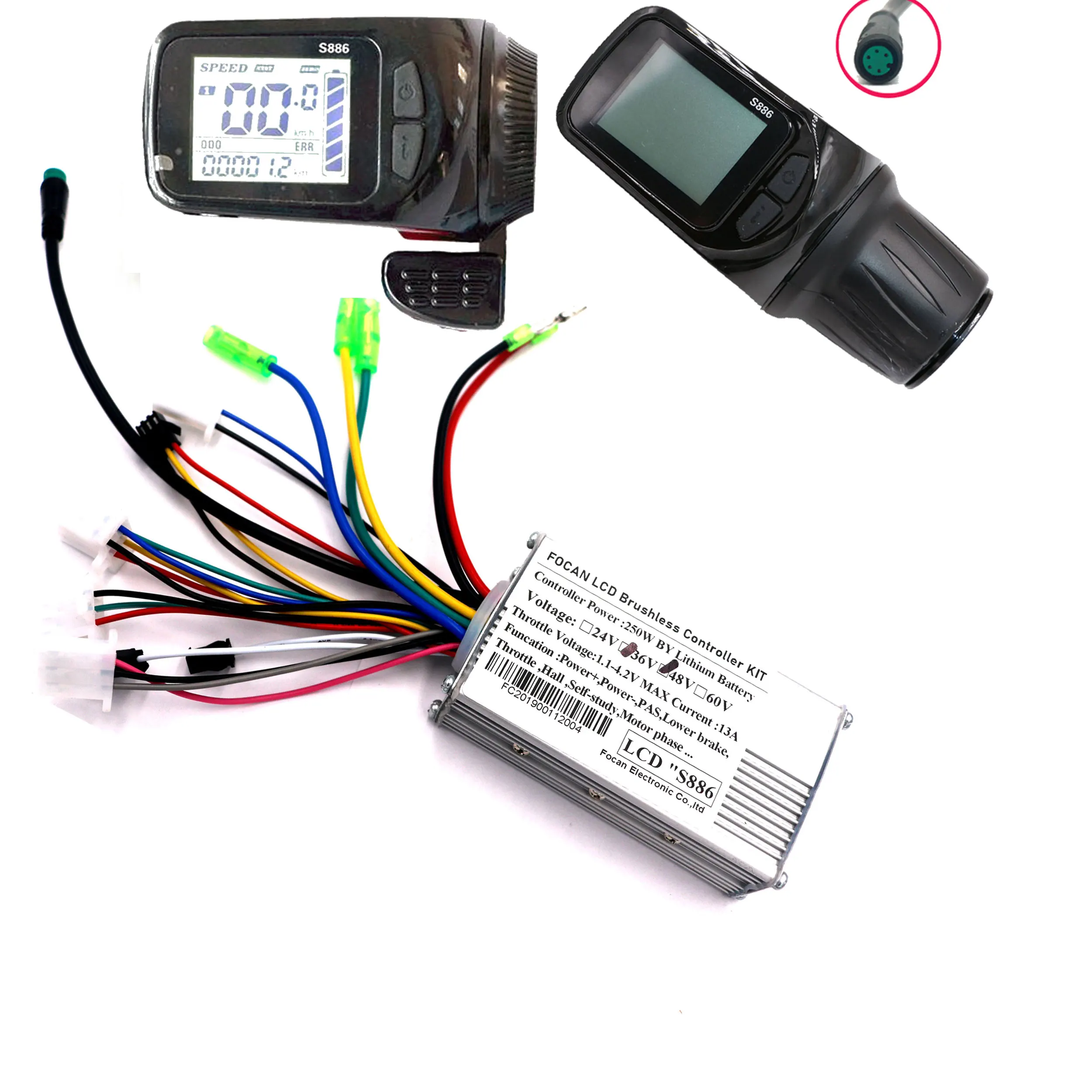 FOCAN 36V 48V 250W Electric waterproof Bicycle Brushless Controller Kit Scooter Motor Controller with LCD Display Panel Control|Accessories| - AliExpress