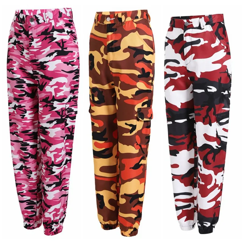 Женские камуфляжные брюки с высокой талией, модные Pantalon, женские брюки, спортивные штаны, уличная одежда, камуфляжные штаны