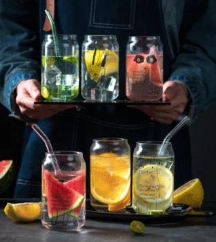 

4 Pcs/lot cute animal print fashion Transparent color glass office home morning water juice drink glass cups GLA-20