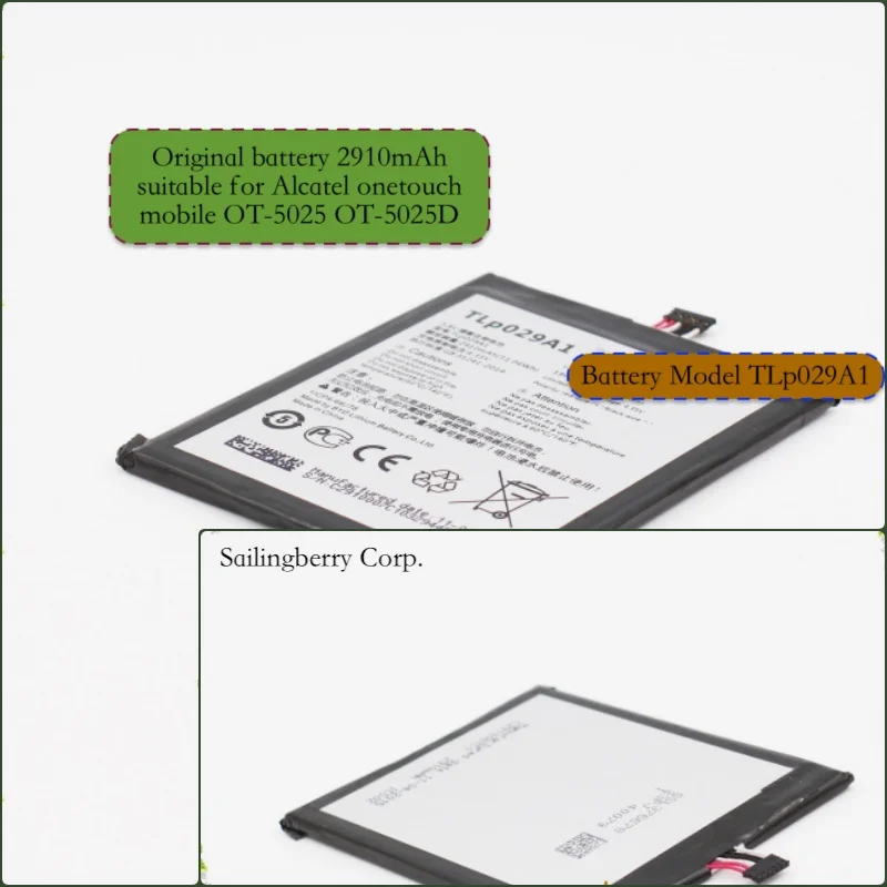 Аккумулятор подходит для Alcatel TCL Mobile с батареей модели TLp029A1 для OT-5025 OT-5025D