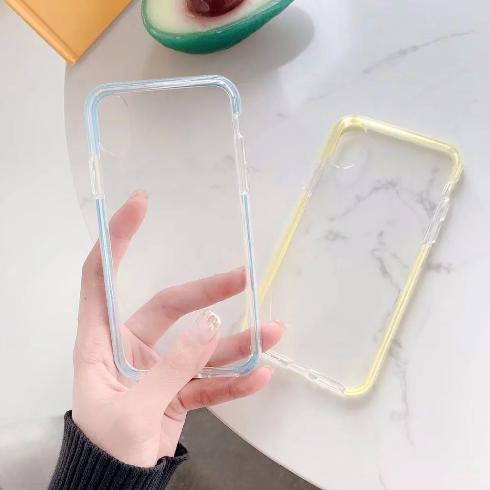 Прозрачный противоударный чехол для телефона ярких цветов для iphone 11 11Pro Max XR 6 6S 7 8 Plus X XS Max, мягкая прозрачная задняя крышка