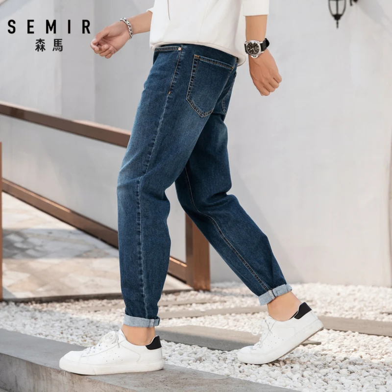 Мужские зауженные джинсы SEMIR черные классические повседневные брюки осень