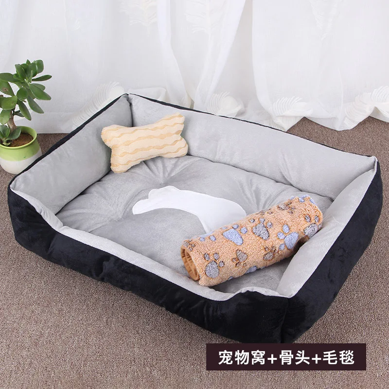Black-gray blanket Удобные товары для домашних животных, четыре сезона, универсальные теплые кровати для домашних животных, подходящие для маленьких и больших собак и кошек, золотистый ретривер/Тедди - Цвет: Black-gray blanket