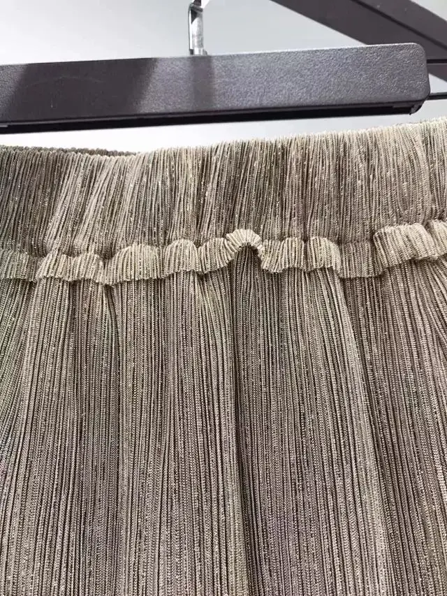 khaki Осень/Зима Новая серебряная шелковая фатиновая модная дикая женская юбка - Цвет: khaki