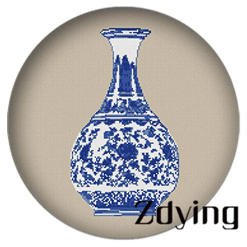 QH009 ZDYING 5 шт. синие и белые фарфоровые круглые стеклянные кабошоны синие цветы Demo плоская задняя фурнитура 12 мм/16 мм/18 мм/20 мм/25 мм - Цвет: QH009