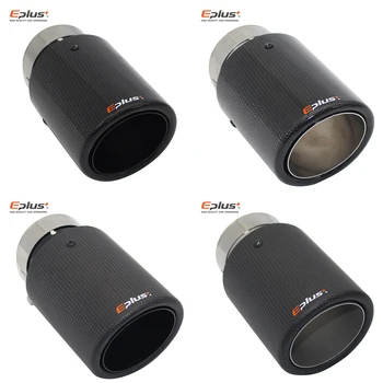 

EPLUS Car Muffler Tip Exhaust System Glossy or Matte Carbon Universal Stainless Black Silver Blue Mufflers Nozzle Custom Size