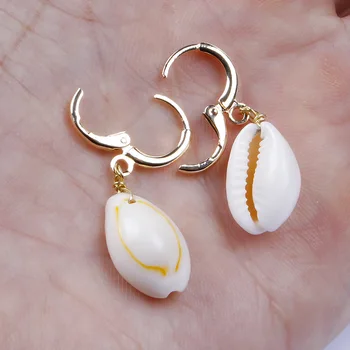 

Boho Geometric Circle Natural Shell Earrings Aretes De Mujer Classic Summer Beach Seashell Earings for Women Femme Wholesale