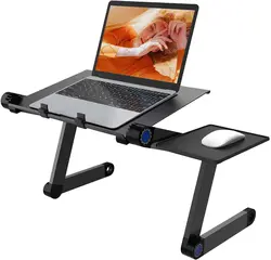 Table pour ordinateur portable pliable et légère, Rotation à 360 degrés, hauteur réglable, dissipant la chaleur, bureau avec plateau à souris 