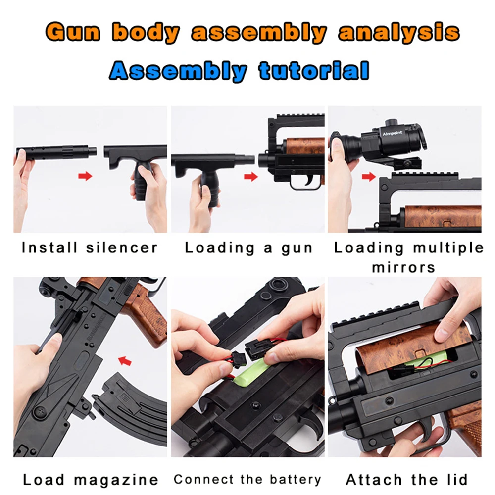Plastic Toy Gun Groza Water Gel Ball Manual Electric Assault Rifle Blaster Gun Black Blue Outdoor Sports Shooting Game for Boys Plastic Toy Gun Groza Water Gel Ball Manual Electric Assault Rifle Blaster Gun Black Blue Outdoor Sports Shooting Game for Boys