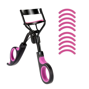 

1pc Handle + 10 Silicone Replacement Pads Eyelash Curler Curl Eye Lash Cosmetic Makeup Eyelash Curler Curling Tweezers Tools