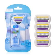 Для женщин тела ручной 4-лезвенные кассеты для бритья Ножи Нержавеющая сталь лезвия скребок, триммер, Ножи для удаления волос