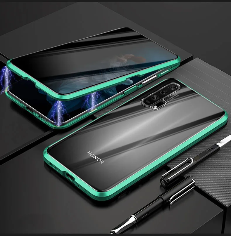 С антибликовым покрытием Конфиденциальности чехол на магните для huawei Honor 20 20 Pro 9X двухсторонняя, для стекла крышка металлический бампер NOVA 5i Pro 4 чехол для телефона