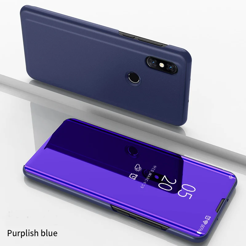 Роскошный стоящие вид Smart mi rror флип-чехол для телефона для Xiaomi mi CC9E 9T 8 8X6 6X5 5X 5C A1 A2 8 9 SE Lite mi x 3 Note 3 чехол - Цвет: Purple Blue