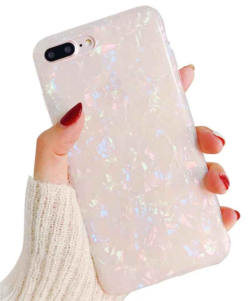 

Cute Ultra Thin Shell Pattern Glitter phone case for iphone 7 8 6 6S Plus X XS XR Bling Soft Silicon Cover for iPhone 11 Pro Max