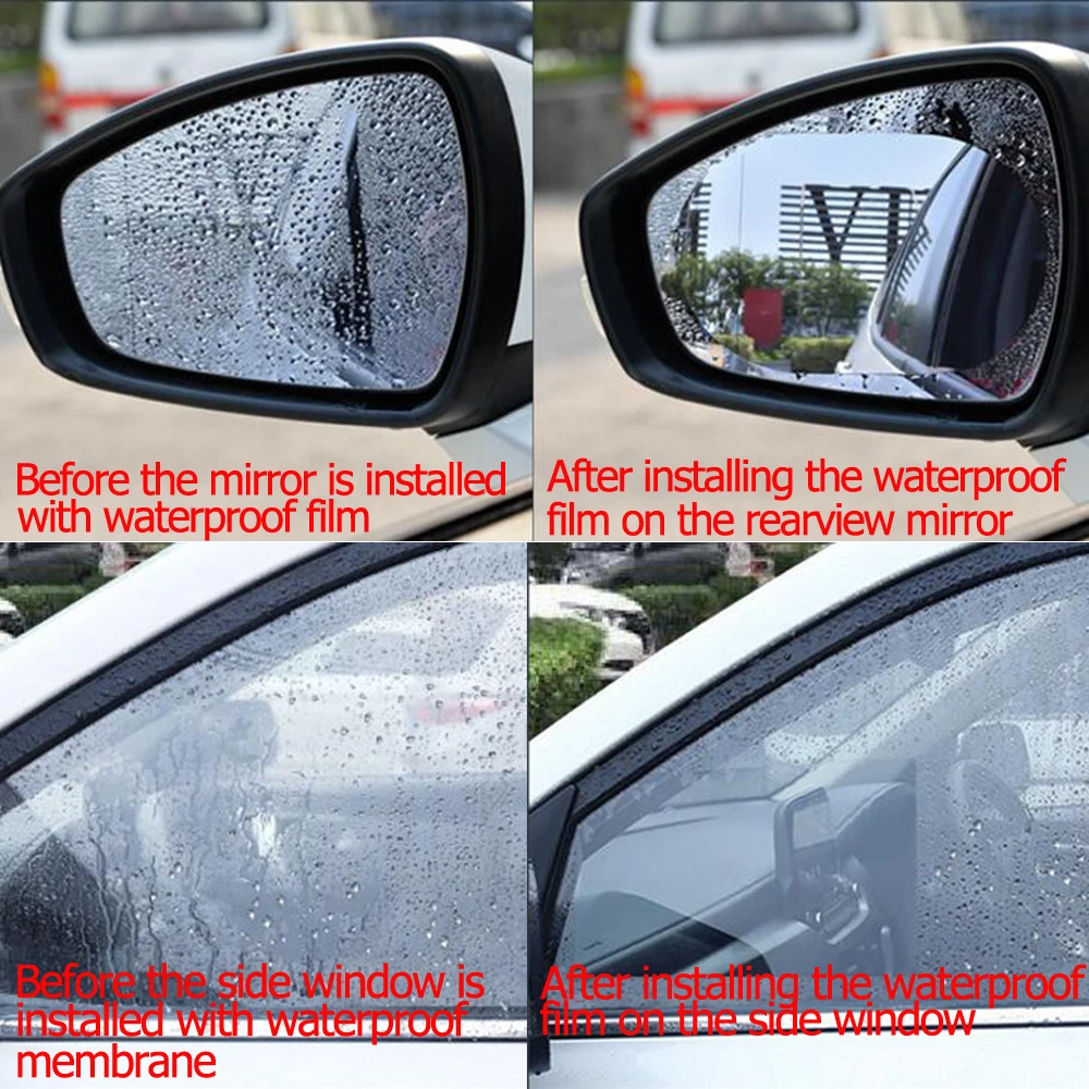 2PCS//Set Oval Car Auto Anti Fog Rainproof Rearview Mirror Protective Film CN