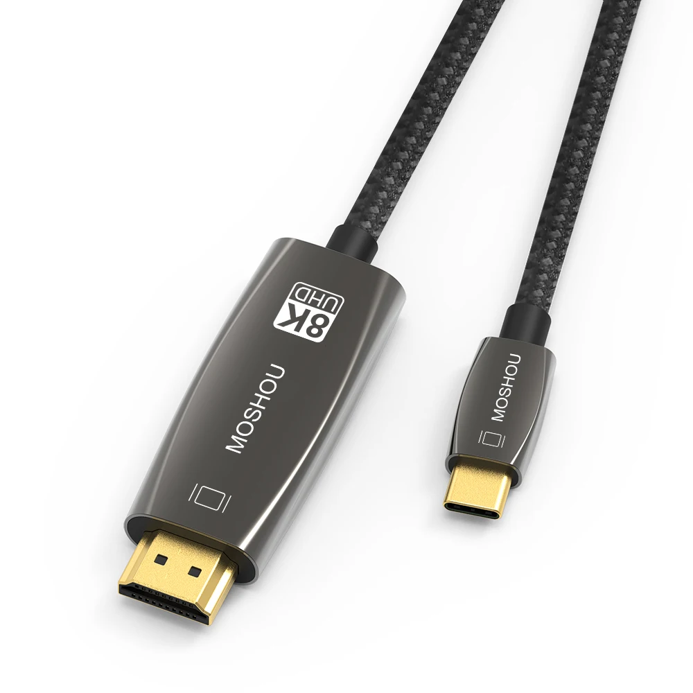 Moshou USB C to HDMI-Compatible Cable HDR 8K@30Hz 4K@120Hz Type C to HD Cable 48Gbps For Laptop DP Alt Mode