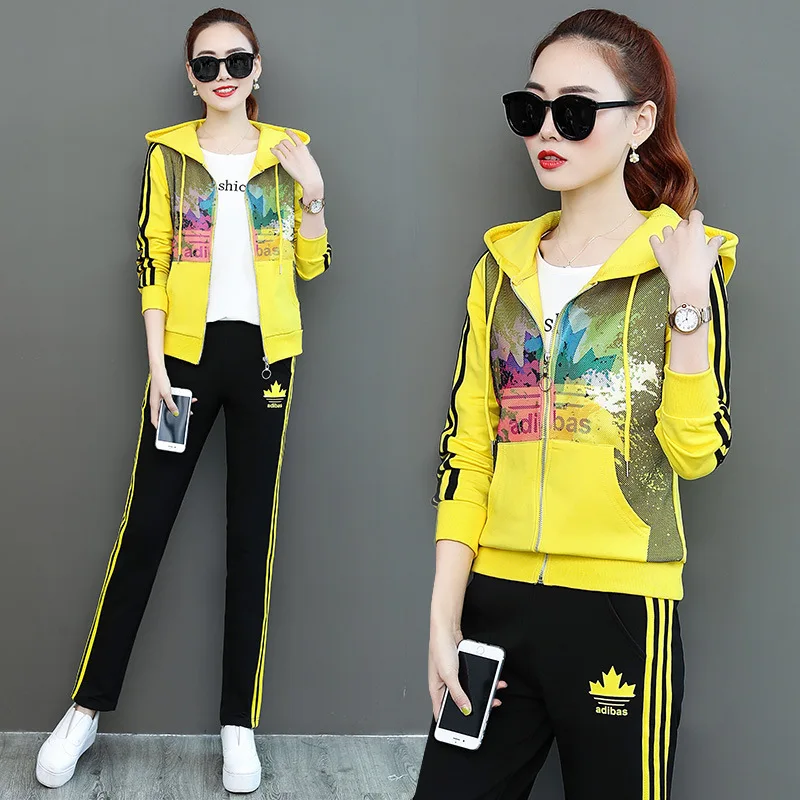 

Photo Shoot 2019 Cardigan Hooded Casual WOMEN'S Suit 2019 Autumn New Style Korean-style Printed Gauze Sports Clothing