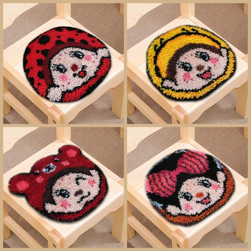 

Cartoon Latch Hook Needlework Latch Hook Rug Kits Embroidery Cushion Latch Hook Handmade 43*36 CM Size Cushion DIY Crafts Gift F