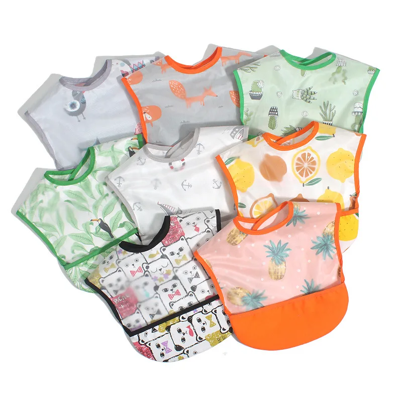 Baby Bibs EVA Waterproof Lunch Cartoon Fruits Printing Infants Boys Girls Feeding Burp Cloths Apron | Детская одежда и обувь