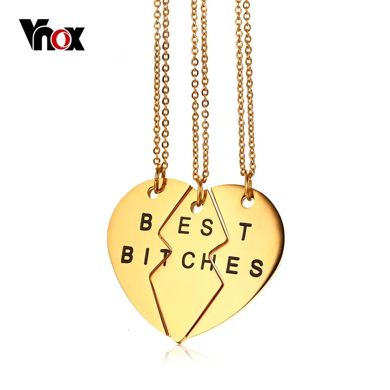 Vnox дружбы Цепочки и ожерелья ювелирные изделия золото/серебро 3 шт разбитое